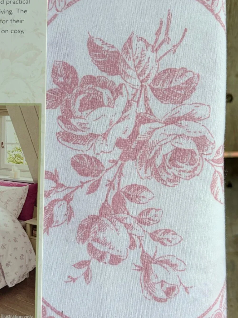3-pc Cabbages & Roses London King Size Cotton Duvet Set FLORAL TOILE - ROSE
